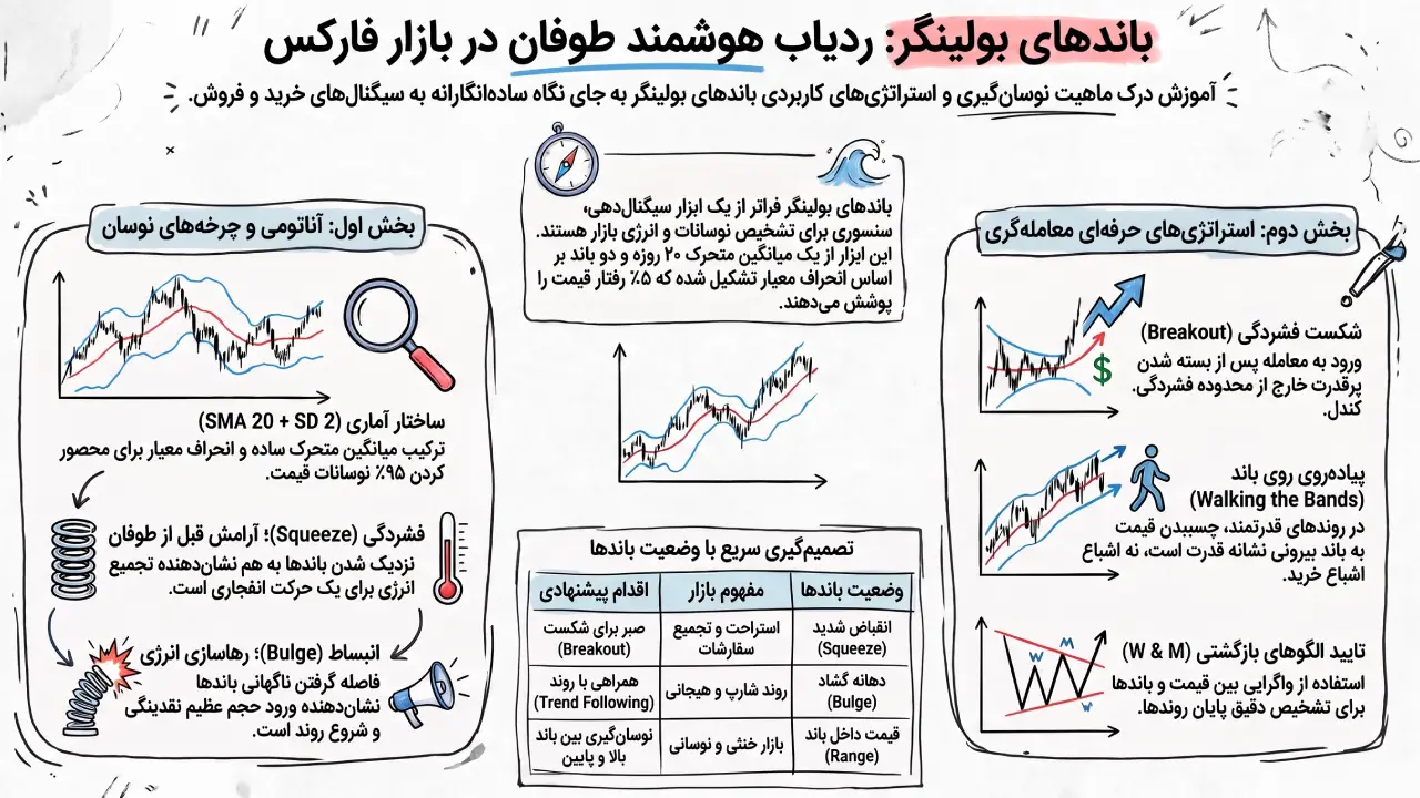 آموزش باندهای بولینگر؛ چگونه طوفان‌های بازار فارکس را پیش از وقوع شکار کنیم؟