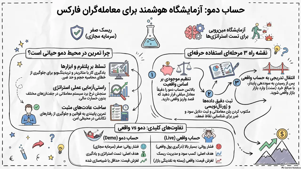 اهمیت حساب دمو در فارکس؛ راهنمای تمرین اصولی | آریا ترید
