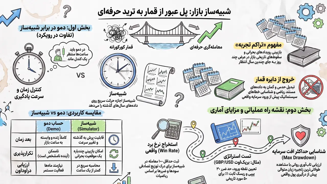 تفاوت ساختاری حساب دمو با شبیه‌ساز بازار