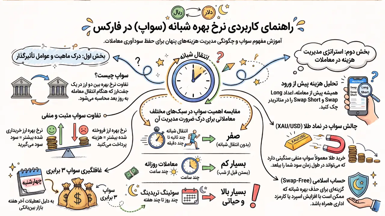 نرخ بهره شبانه یا سواپ چیست؟ آموزش مدیریت کارمزد | آریا ترید