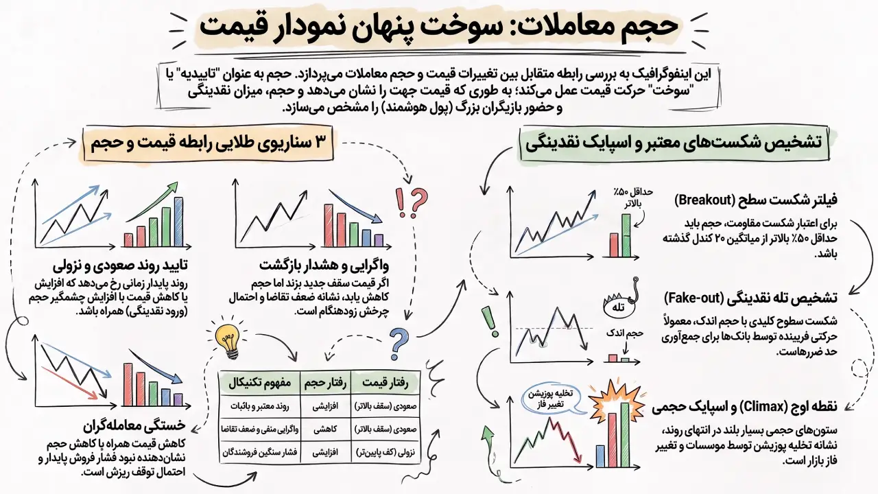 اندیکاتور حجم در تایید روند؛ راز تشخیص شکست واقعی در بازار