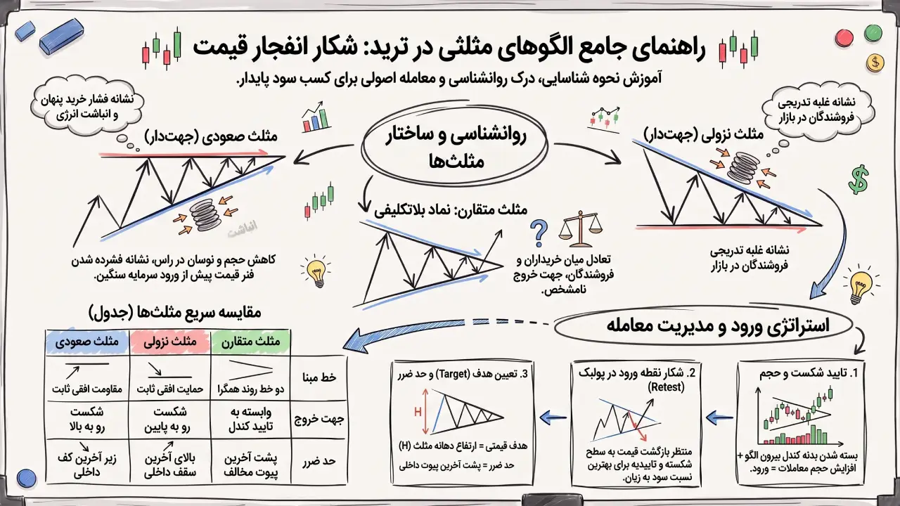 راهنمای جامع الگوهای مثلثی در ترید